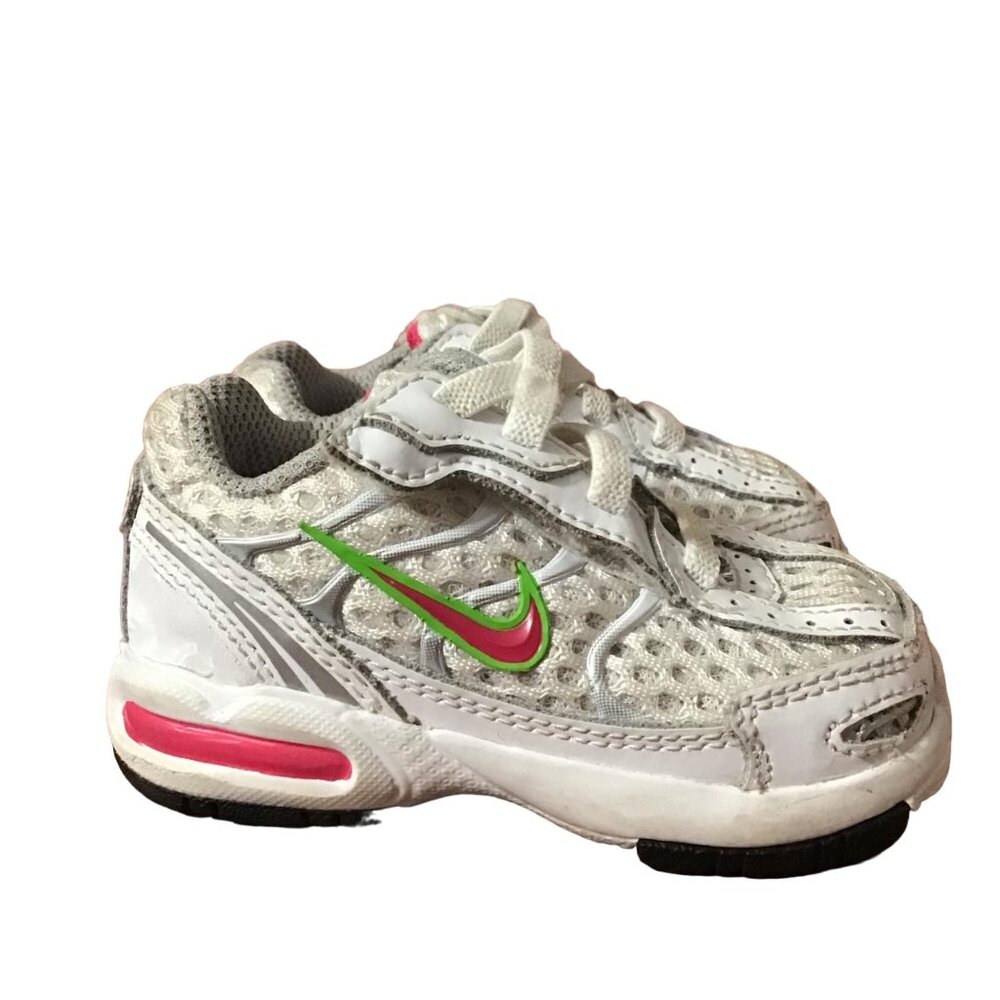 Nike Sneakers Infant Baby Girl Size 4C White Pink Green Running Shoes